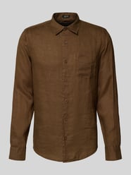 Koszula lniana o kroju regular fit z kołnierzykiem kent i kieszenią na piersi od GUESS - 26