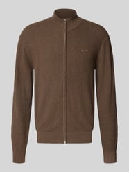 Regular Fit Strickjacke aus Baumwoll-Woll-Mix Modell 'HERRINGBONE TEXTURE ZIP' von GANT - 1