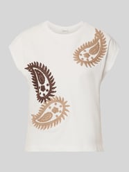 t-shirt z okrągłym dekoltem i haftami model 'RICAMO' od Stefanel - 14