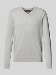 Gebreide pullover met logostitching, model 'PIMA' van Tommy Hilfiger Grijs / zwart - 26