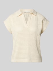Gebreid shirt met polokraag en V-hals model 'Somona' van OPUS Beige - 16