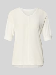 t-shirt z zakładką na rękawach i okrągłym dekoltem od Marc Cain - 20