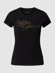 T-Shirt mit Ziersteinbesatz von Guess Schwarz - 31