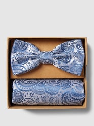 Fliege und Einstecktuch im Set mit Allover-Muster von Prince Bowtie Blau - 32