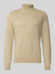 Rollkragenpullover mit Label-Stitching von Lerros Beige - 16