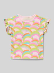 T-shirt o kroju regular fit z falbankami od Blue Seven Fuksjowy - 21