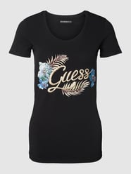 T-Shirt mit Label-Stitching von Guess Schwarz - 24