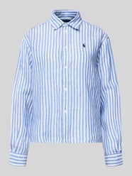 Bluzka lniana o pudełkowym kroju ze wzorem na całej powierzchni od Polo Ralph Lauren - 18