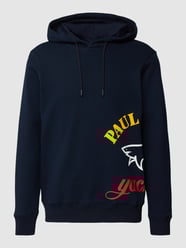 Bluza z kapturem z nadrukiem z logo od Paul & Shark Niebieski - 21