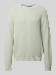 Gebreide pullover met logostitching, model 'Sondye' van Hugo Blue Groen - 20