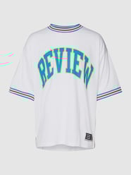 T-shirt z siateczki z okrągłym dekoltem od REVIEW Biały - 13