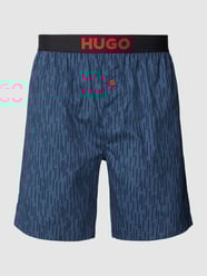 Korte pyjamabroek met elastische band met logo, model 'Hero' van HUGO Blauw - 12