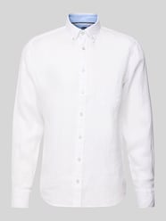 Koszula lniana o kroju regular fit z kołnierzykiem typu button down od Fynch-Hatton - 6