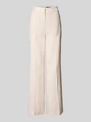 Wide fit high waist stoffen broek met persplooien van Marc Cain Beige - 7