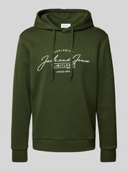 Hoodie met labelprint, model 'FERRIS' van Jack & Jones Groen - 6