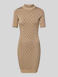 Knielanges Strickkleid mit Logo-Muster Modell 'LISE' von Guess Beige - 2