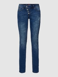 Slim fit jeans in used-look, model 'MALIBU' van Buena Vista Blauw - 33