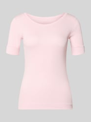 T-shirt met ronde hals en labeldetail van Marc Cain Fuchsia - 8