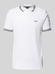 Slim Fit Poloshirt mit Label-Print Modell 'Paul' von BOSS Green Weiß - 34