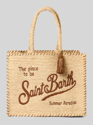 Shopper met labelstitching model 'VANITY RAFFIA' van MC2 Saint Barth Beige - 21