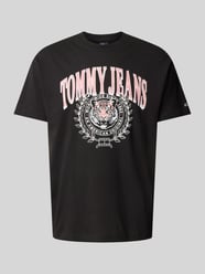 T-Shirt aus Baumwolle mit Motiv-Print  Modell 'VARSITY TIGER' von Tommy Jeans Schwarz - 5