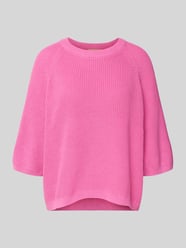 Sweter z dzianiny o kroju oversized z czystej Bawełna Model 'MARGE' od JJXX Fuksjowy - 4