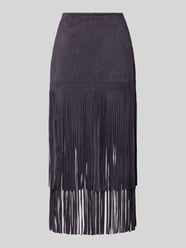 Lederrock mit Fransen und rückseitigem Reißverschluss von Marc Cain Beige - 2