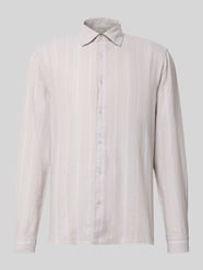 regular fit vrijetijdsoverhemd van mix van katoen en linnen met kentkraag van MCNEAL Beige - 8