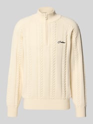 Regular Fit Troyer aus reiner Baumwolle mit Zopfmuster von PROHIBITED - 48