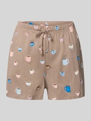 Pyjama-Shorts mit elastischem Bund von Jake*s Casual Beige - 1