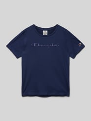 T-Shirt mit Runfdhalsausschnitt von CHAMPION Blau - 30