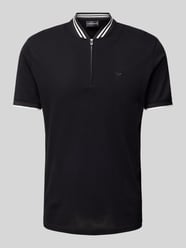 Slim Fit Poloshirt mit Kontraststreifen von Emporio Armani Schwarz - 35