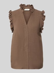 regular fit blousetop van viscose-linnenmix model 'VIVA' van Selected Beige - 29