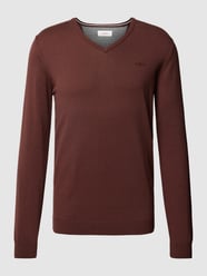 Gebreide pullover met V-hals, model 'SEASONAL' van s.Oliver RED LABEL Rood - 9