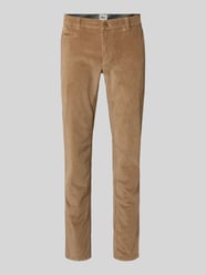Slim fit corduroy broek met achterzakken, model 'Fabio' van Brax Beige - 20