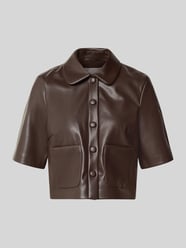Cropped overhemdblouse in leerlook van Christian Berg Woman Selection - 9