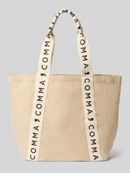 Tote tas met labelprints van COMMA Beige - 2