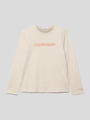 Bluzka z długim rękawem i nadrukiem z logo od Calvin Klein Jeans Beżowy - 1