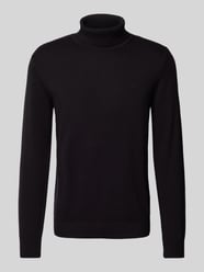 Rollkragenpullover mit Woll-Anteil und Label-Stitching von Christian Berg Men Schwarz - 30