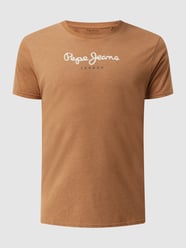 T-shirt o kroju regular fit z mieszanki bawełny  od Pepe Jeans Brązowy - 6