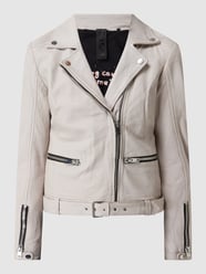 Kurtka skórzana o kroju slim fit w stylu Biker model ‘Arisha’  od Gipsy Biały - 43