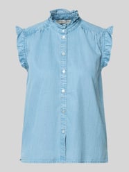 Top w stylu bluzki z tkanina stylizowana na denim z falbany od Christian Berg Woman - 42