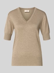 Gebreid shirt met V-hals model 'Katie' van FREE/QUENT Beige - 1