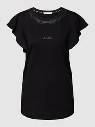 T-Shirt aus reiner Baumwolle mit Strasssteinbesatz von LIU JO SPORT Schwarz - 28