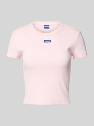 Cropped T-Shirt mit Label-Stitching von Hugo Blue Pink - 9