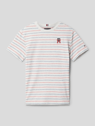 T-shirt met streepmotief, model 'MONOGRAM HEATHER' van Tommy Hilfiger Teens Grijs - 8