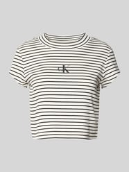 Przycięty T-shirt w paski z logo od Calvin Klein Jeans - 35