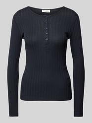 Slim Fit Langarmshirt aus strukturiertem Baumwoll-Modal-Mix mit Henley-Kragen von Marc O'Polo Blau - 25