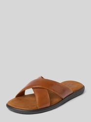 Slides aus Leder mit Logo-Prägung Modell 'Dove' von bugatti Beige - 4