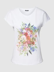 T-shirt met bloemenprint van Montego Wit - 48
